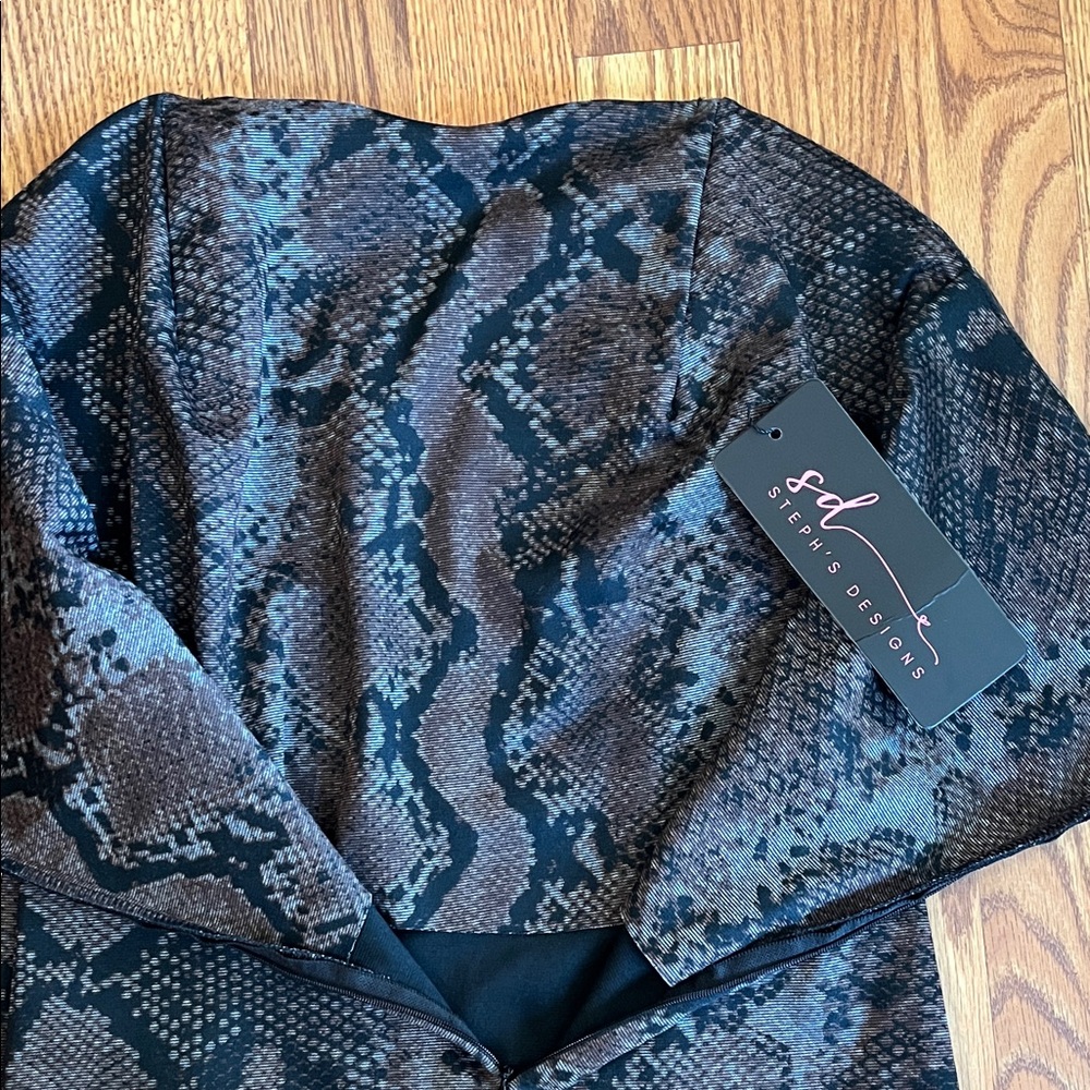 NWT Steph’s Designs Elegant Snake Print Strapless Dress - Picture 8 of 8